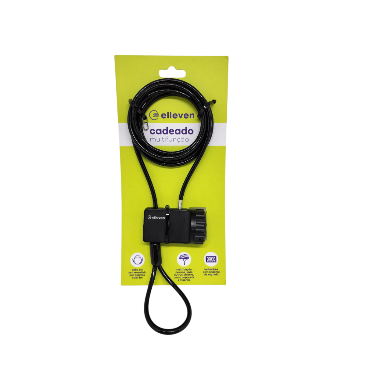 Cadeado Elleven espiral com senha - 2 metros