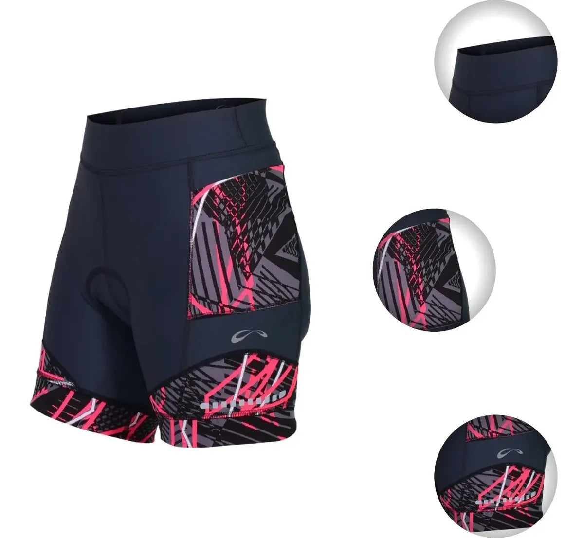 Shorts Feminino Sol Matrix Azul Rosa E Grafite - Tamanho P