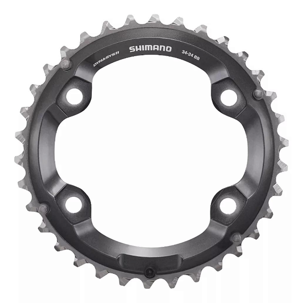 Coroa Shimano Deore Xt Fc-M8000 Bb 34 Dentes Bcd 96 Mm 2X11V | Preta E Prata
