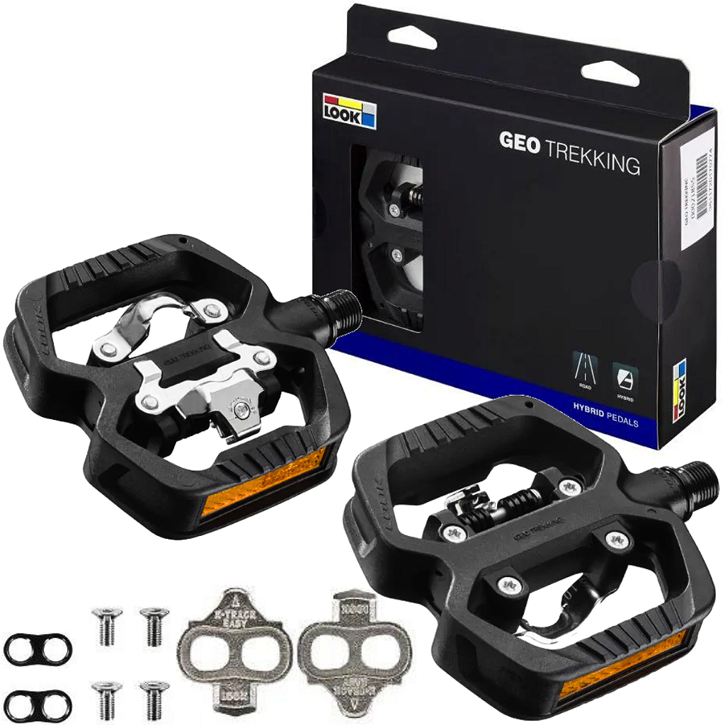 Pedal Look Geo Trekking - Plataforma Clipless Híbrido - Com Tacos | Preto Fosco