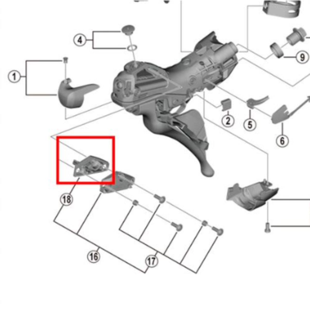 Diafragma Shimano ST-R9120 para manetes de freio (Esquerdo)