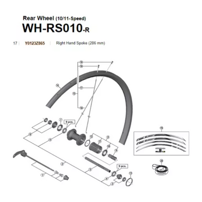 Raio Traseiro para roda Shimano WH-R500 286mm - Unidade