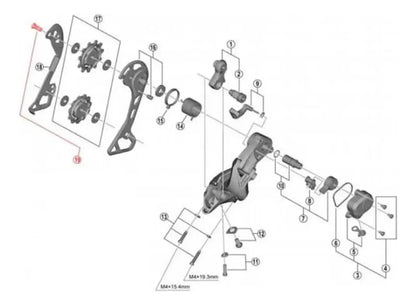 Parafuso Da Roldana De Câmbio Traseiro Shimano Xtr Rd-m950 Prateado