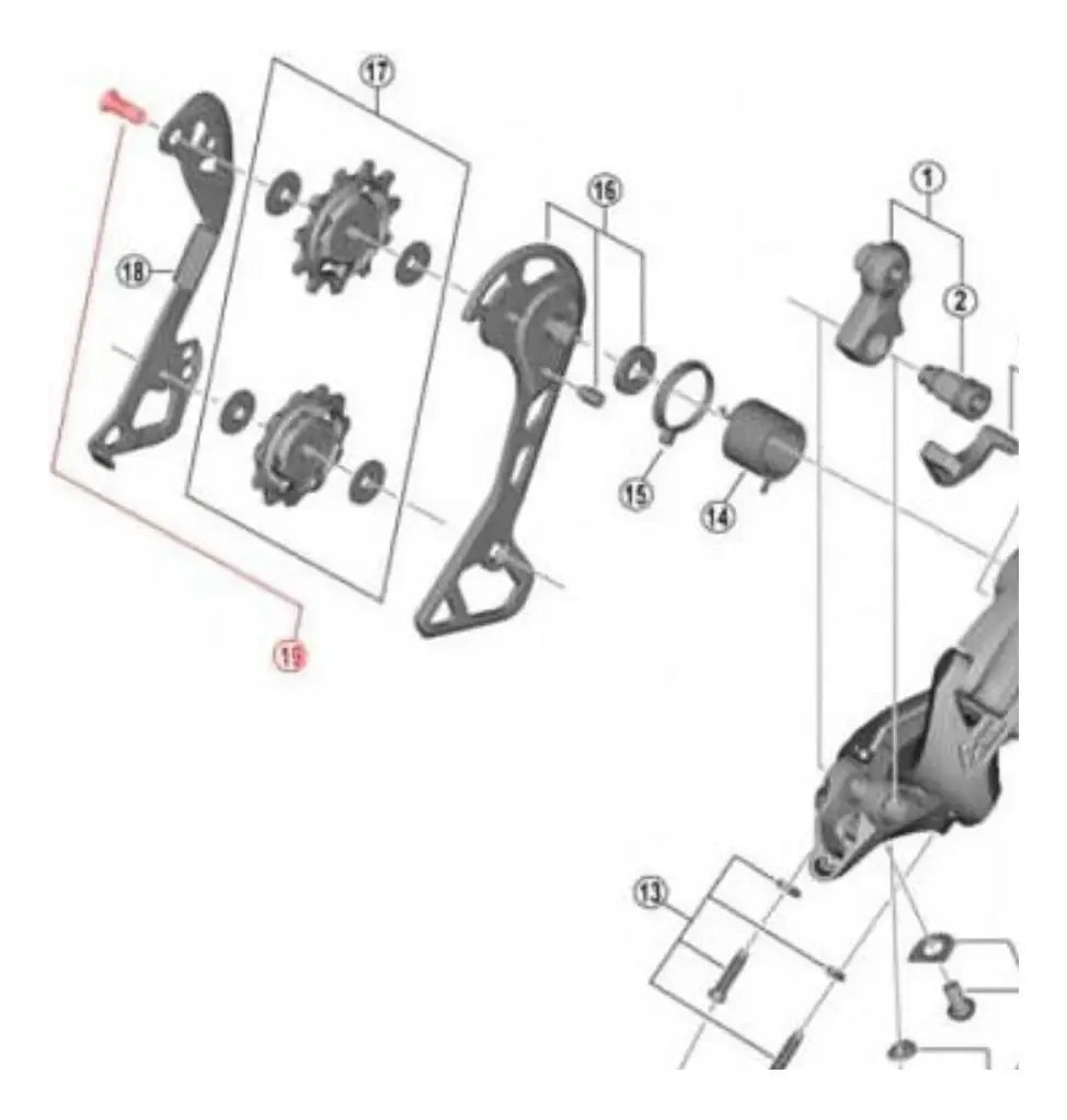 Parafuso Da Roldana De Câmbio Traseiro Shimano Xtr Rd-m950 Prateado