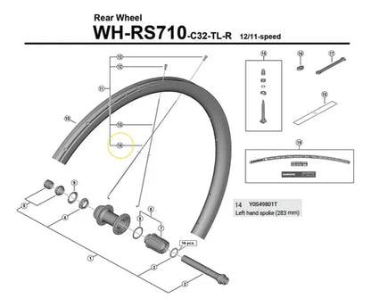 Raio Roda Shimano 105 R7100 Wh-rs710-c32 283mm Y0s49801t