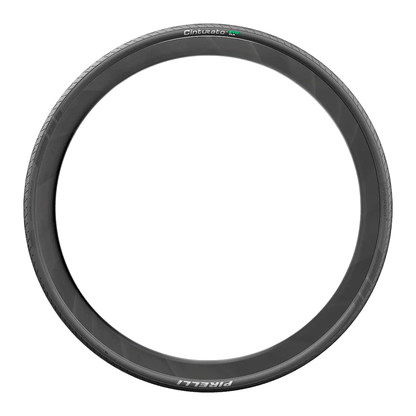 Pneu de bicicleta de estrada e gravel Pirelli Cinturato EVO Tubeless Ready visto de lado em fundo branco.
