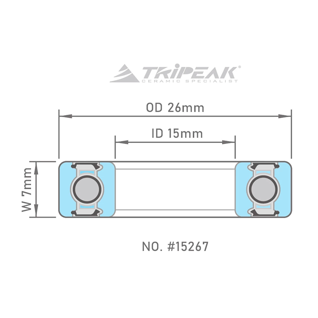 Rolamento de aço TRiPEAK 15267 LLB ABEC3 - 15x26x7