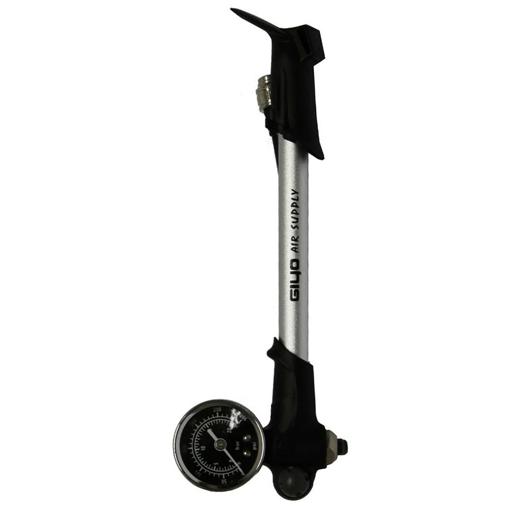 Mini Bomba De Ar Giyo Shock Gs-02 Com Manômetro 300 Psi | Prata