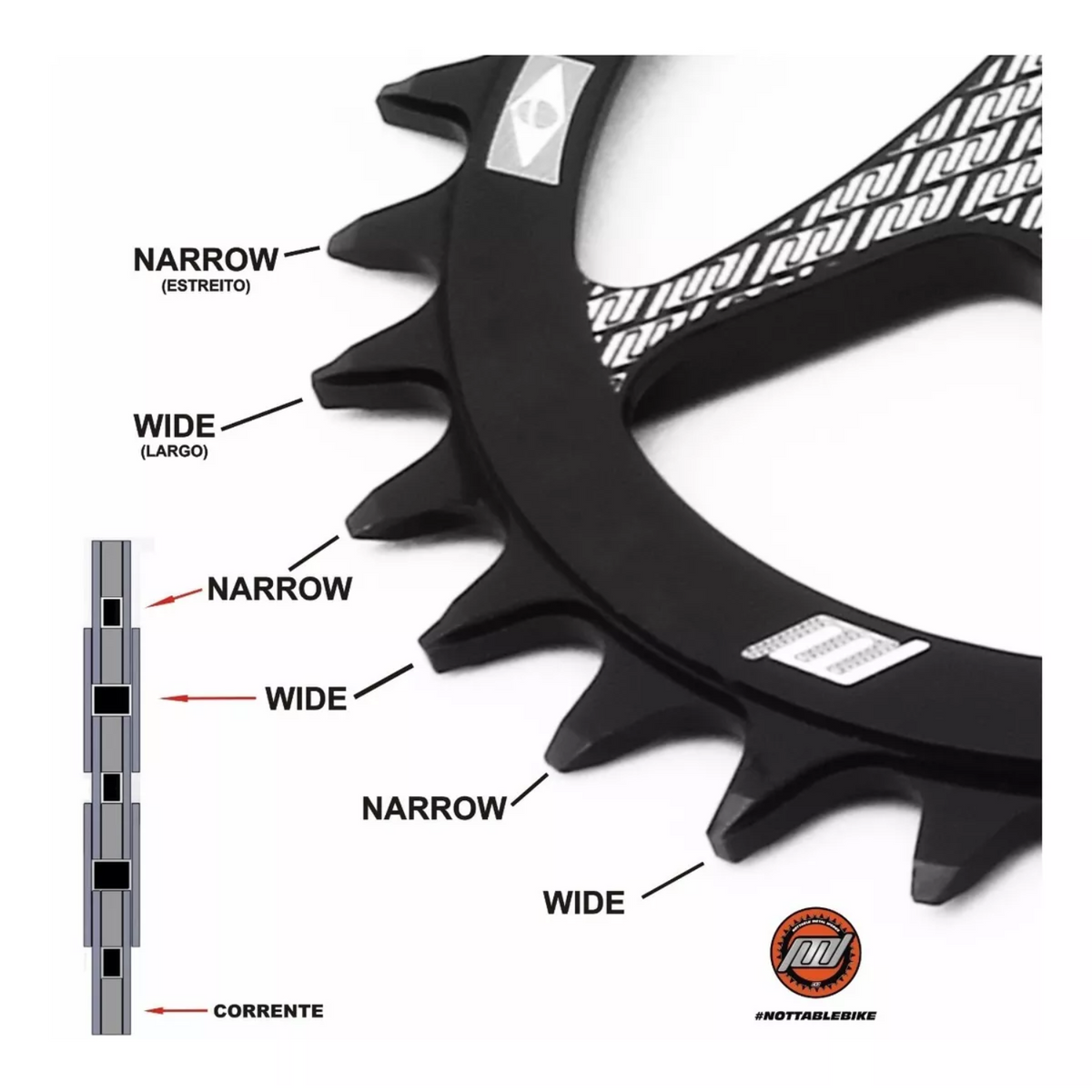 Coroa Nottable Narrow Wide Shimano GRX BCD 110 Assimétrico 4 Furos